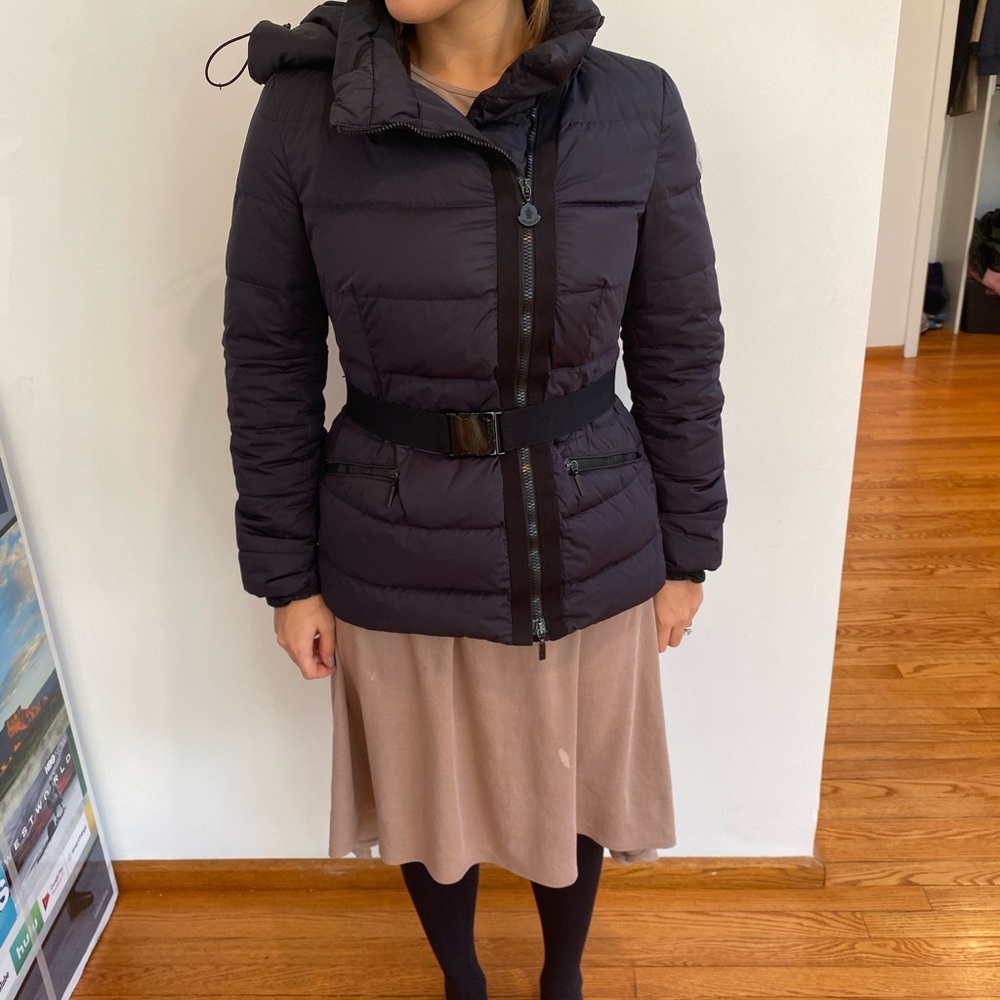 Navy blue moncler puffer coat